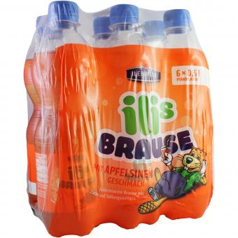 Ileburger Sachsenquelle Ilis Brause mit Apfelsinen Geschmack 6x0,5 Liter incl. Pfand 