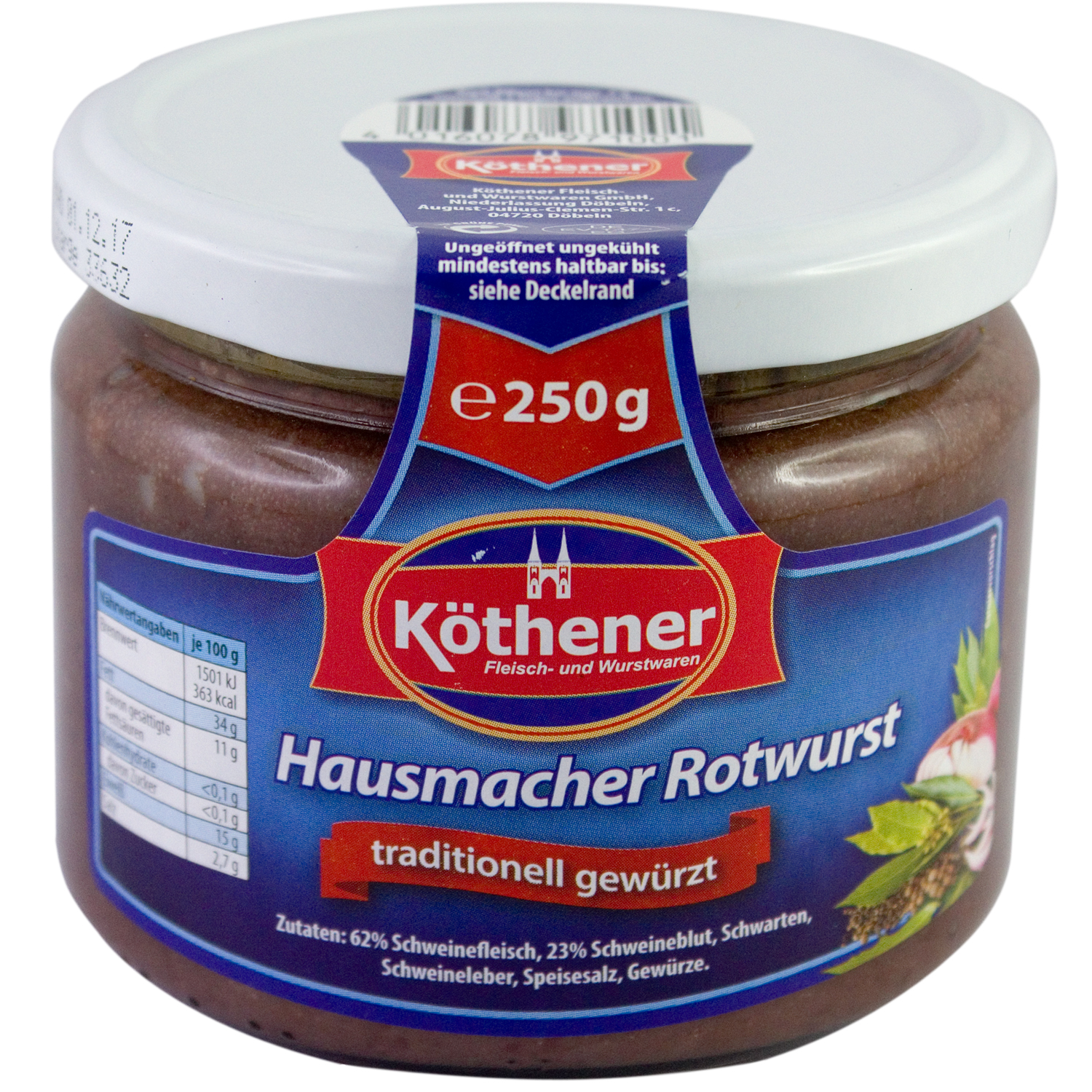 Ossikiste.de | Köthener Hausmacher Rotwurst 250g Glas | online kaufen